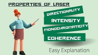 Properties of Laser  Directionality  Intensity Monochromaticity  Coherence  Laser Physics [upl. by Enelrad]