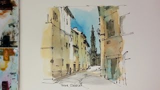 A demonstration of my Favorite urbansketching techniques Pen and wash of an alley it Florence Italy [upl. by Shimberg]