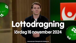 Lotto lördag 16 november 2024  Lottodragningen [upl. by Cheadle298]