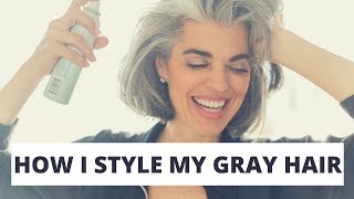 How I Style My Gray Hair  Chic Bob Hair Style  Nikol Johnson [upl. by Alket]