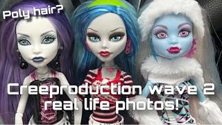 MONSTER HIGH NEWS Creeproduction Wave 2 unboxed Abbey Ghoulia and spectra Spectra has poly [upl. by Detta]