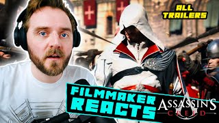 FILMMAKER REACTS ASSASSINS CREED ALL CINEMATIC TRAILERS  FIRST TIME WATCHING [upl. by Llenrap692]