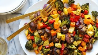 EASY OVEN ROASTED VEGETABLES RECIPE  Roasted Vegetable Salad Recipe  Quick amp Easy Baked Veg Salad [upl. by Ole]