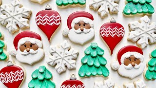 EASY CHRISTMAS COOKIES  Satisfying Cookie Decorating with Royal Icing [upl. by Inohs]