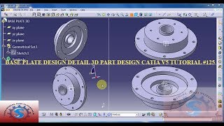 BASE PLATE DRAWING  CATIAV5 3D PRACTICE DRAWING  BASIC TUTORIAL FOR BEGINNERS 125 [upl. by Ynatsyd]