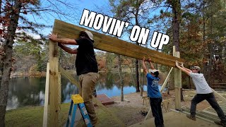 Setting a BIG Beam and MORE Lakeside Dream Deck Build Part 2 [upl. by Miriam]