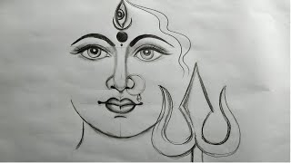 how to draw maa durga face pencil sketch for beginners step by stephow to draw maa durga [upl. by Hortensia]