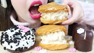 ASMR GIANT PROFITEROLE CHOCOLATE KISSES OREO DONUTS MERINGUE Eating Sounds No Talking [upl. by Seabrook201]