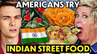 Americans Try Indian Street Food For The First Time Pav Bhaji Dahi Puri Jalebi [upl. by Abelard594]