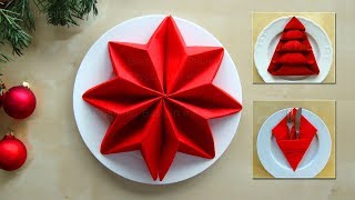 Servietten falten Weihnachten  Ideen zum Tischdeko basteln  Weihnachtsdeko selber machen Origami [upl. by Roel664]