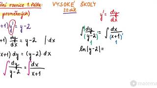 Diferenciální rovnice 1 řádu  separace proměnných [upl. by Aicilyt]