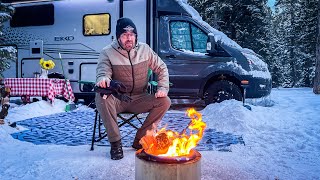 Luxury Vanlife Camping in Heavy Snowstorm [upl. by Ardle136]