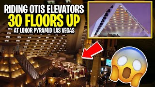 Riding Otis Elevators 30 Floors Up At Luxor Pyramid Las Vegas Nevada Inclinator Funicular Elevators [upl. by Chandler]