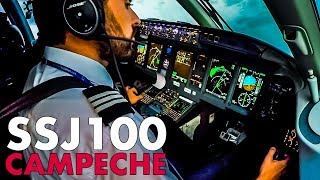 Piloting the SUKHOI SSJ100 into Campeche [upl. by Kyre]