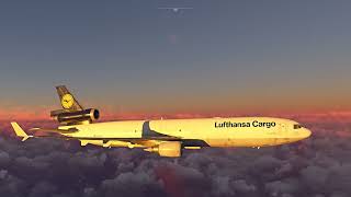 MSFS2020TFDI Design MD11F Lufthansa Cargo DALCM GEC8359 EHAMEDDF Landing Frankfurt EDDF Novoice [upl. by Annitsirhc861]