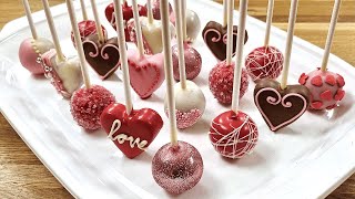 Valentines Day Cake Pops❤️SIMPLE Decorations Recipe [upl. by Schott]