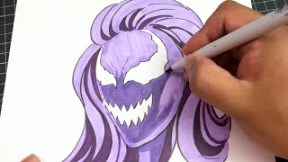 Drawing a Marvel Symbiote Agony marker art [upl. by Sup]