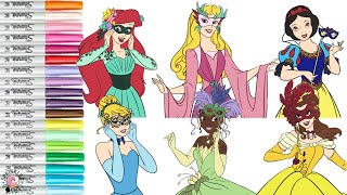 Disney Princess Coloring Book Compilation Ariel Aurora Tiana Belle Cinderella and Snow White [upl. by Zeph]