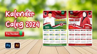 Kalender Caleg 2024  Free Ai amp Psd [upl. by Rape]