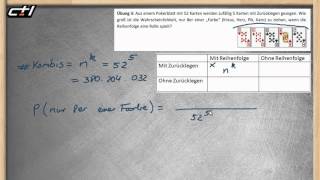 Kombinatorik  Mit Zurücklegen und mit Reihenfolge ★ Übung 3  Pokerblatt [upl. by Bocoj]