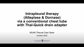 admin alteplase and dornase drain conventionel with thalquick E 2022 11 18 [upl. by Frechette]