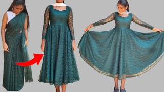 Anarkali kurti cutting and stitching  anarkali dress malayalam [upl. by Lalat]