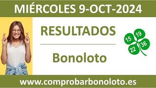 Resultado del sorteo Bonoloto del miercoles 9 de octubre de 2024 [upl. by Housum543]