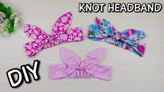 DIY ADJUSTABLE KNOT HEADBAND  How to make tie headband  FREE TEMPLATE [upl. by Nakre]