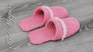 Learn how to knit slippers  womens slippers knitting pattern tutorial [upl. by Ysset]