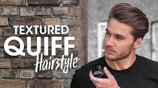 Quiff Hairstyle with Texture  Mens Hair Tutorial [upl. by Lraep767]