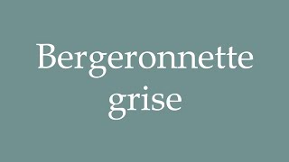 How to Pronounce Bergeronnette grise Grey wagtail Correctly in French [upl. by Calhoun]