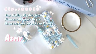 Studio vlog 3  asmr diy decoden cinnamoroll phone case and air pod case  calm amp relaxing [upl. by Montanez]