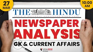 The HINDU for CLAT 2025 27th March  Current Affairs for CLAT  Daily Newspaper Analysis [upl. by Nebur49]