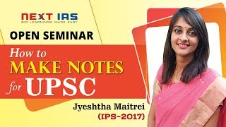 quotHow to Make Notes for UPSCquot by Jyeshtha Maitrei IPS [upl. by Llevron]