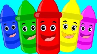 Five Little Crayons  Learn Colors  Nursery Rhymes  Kids Songs  Crayon Colors Song [upl. by Ordnajela]