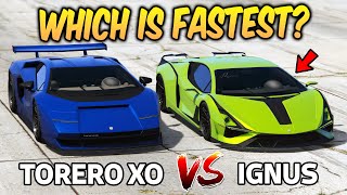 GTA 5 ONLINE  TORERO XO VS IGNUS WHICH IS FASTEST  Lamborghini Countach vs Sian [upl. by Yzzo]