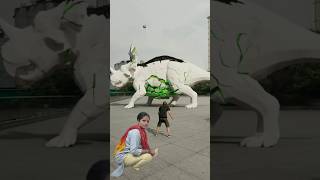 unblock the dinosaur statue 3d spacial effects video 3d chromakey shorts [upl. by Wilbur577]