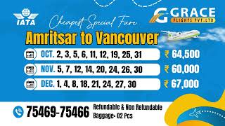 Cheapest Fares for Flights from Amritsar to Canada Special Fare Offers for Oct Nov and Dec 2024 [upl. by Blasien]