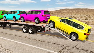 Flatbed Truck Mcqueen  Transportation with Truck  Pothole vs Car 179  BeamNGDrive [upl. by Iy793]