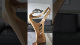 Wood sculpture VICTORY  this abstract sculpture represent the victory lightning pose of Usain Bolt [upl. by Eatnad]