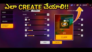 HOW TO CREATE CUSTOM ROOM CARD IN FREE FIRE FREE FIRE CUSTOM ROOM CARD IN TELUGU 12H ROOM CARD [upl. by Conte641]