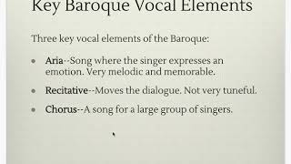 Baroque Vocal Elements Aria Recitative and Chorus [upl. by Coveney]