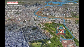 TCS London Marathon 2024 fly over the marathon 3D course map [upl. by Akirdna]