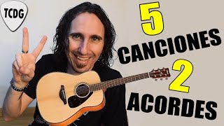 Toca 5 canciones fáciles en guitarra con solo ¡2 Acordes  Ideal para principiantes [upl. by Akeihsal]