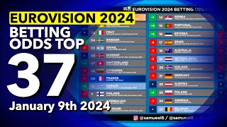 🏆📊 Who will be the WINNER of EUROVISION 2024  Betting Odds TOP 37 January 9th [upl. by Atila]