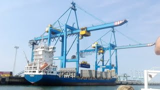 unloading a sea container  port of zeebrugge Belgium [upl. by Retsevel]