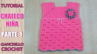 Como tejer chaleco chambrita saco sueter para niña a crochet ganchillo 13 [upl. by Ettena]