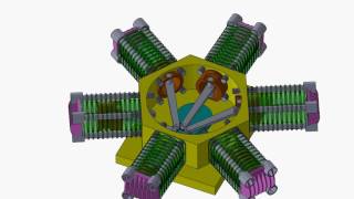 Radial Engine Animation SolidWorks [upl. by Inge]