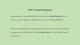 What is colloquial language [upl. by Andria]