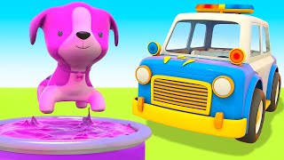 The puppy needs help Helper Cars amp police car save the day Full episodes of car cartoons for kids [upl. by Icken]